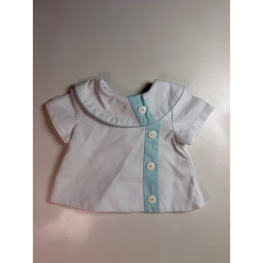 Angels & Company Sailor Shirt Kids 6M White Excellent Pique Side Button Vintage